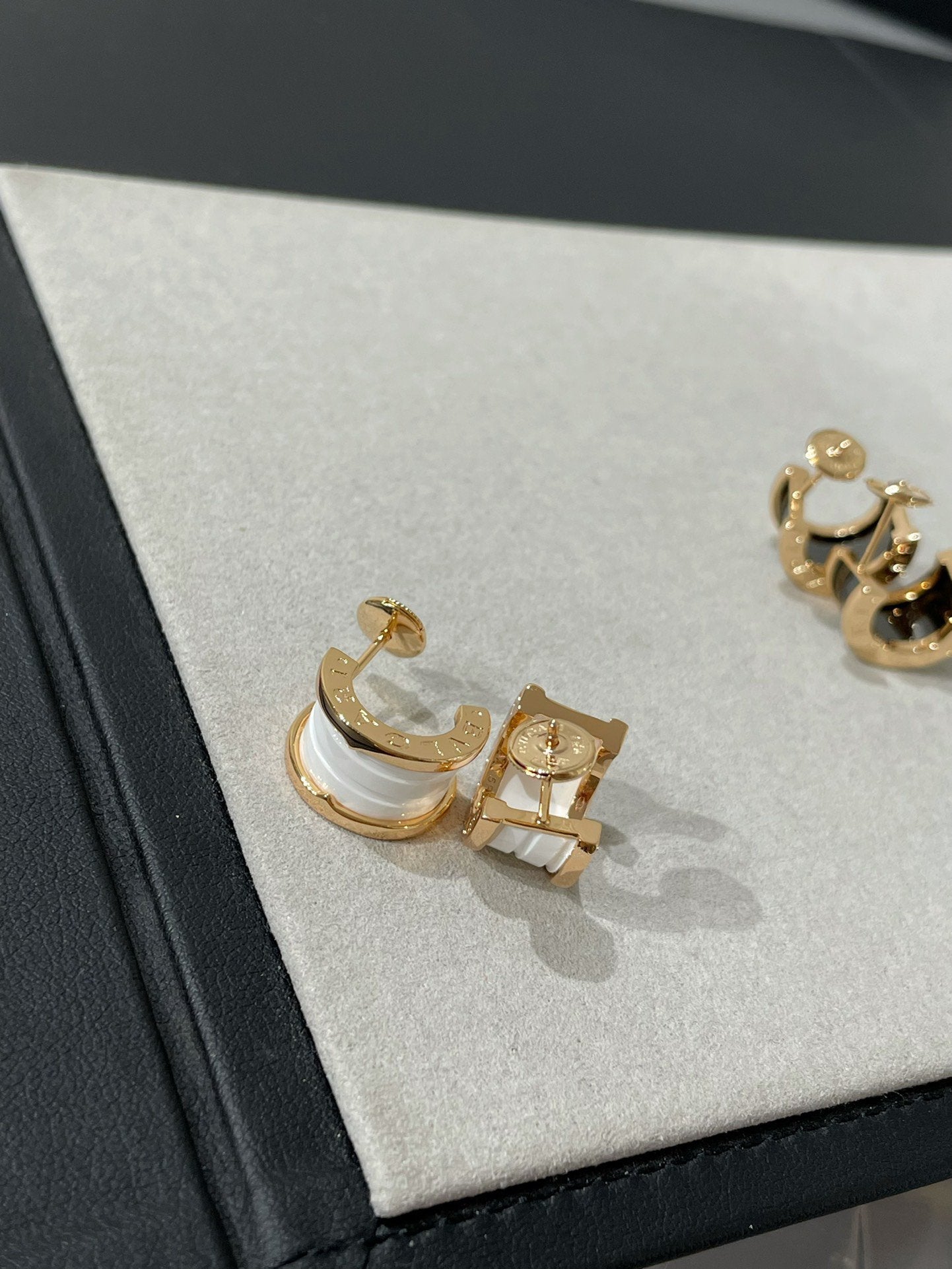 [Luxe Jewelry]ZERO 1 PINK GOLD CERAMIC EARRINGS