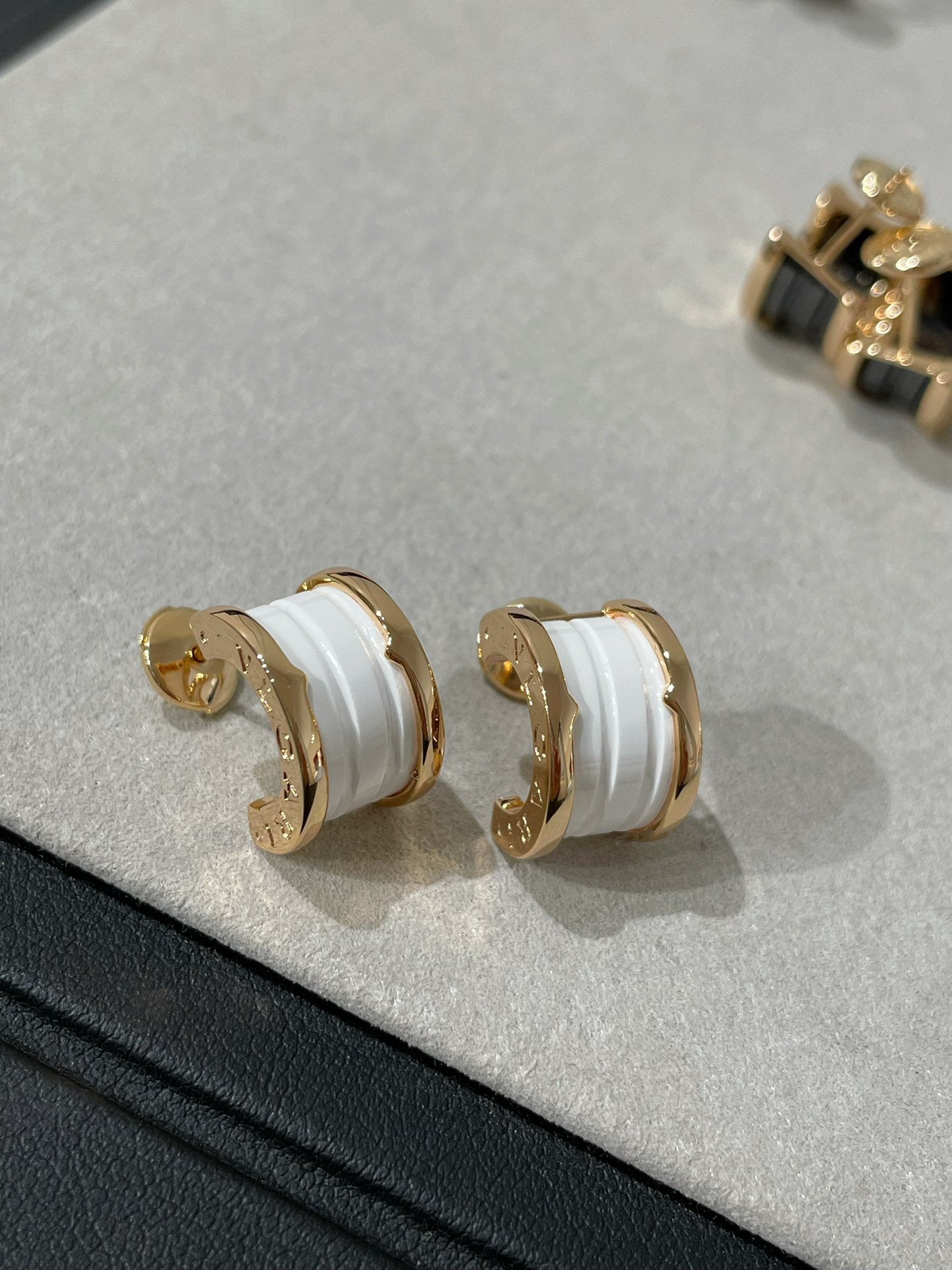 [Luxe Jewelry]ZERO 1 PINK GOLD CERAMIC EARRINGS
