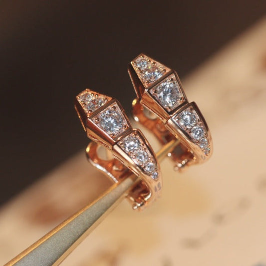 [Luxe Jewelry]SERPENT PINK GOLD DIAMOND EARRINGS