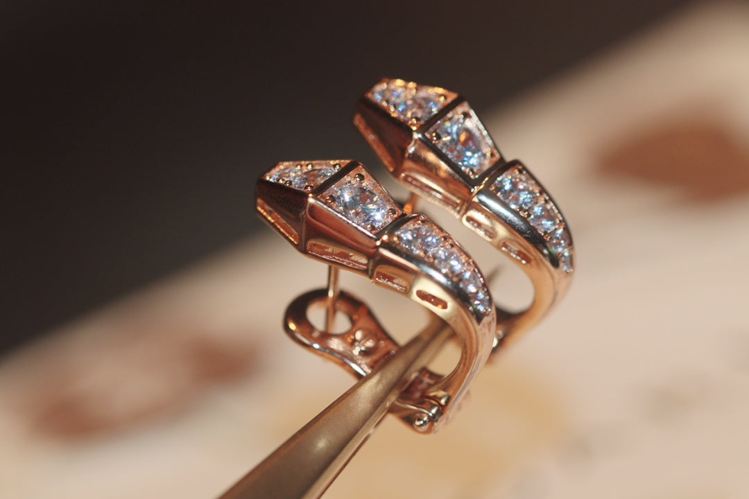 [Luxe Jewelry]SERPENT PINK GOLD DIAMOND EARRINGS
