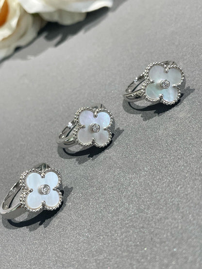 [Luxe Jewelry]CLOVER SILVER MOP DIAMOND RING