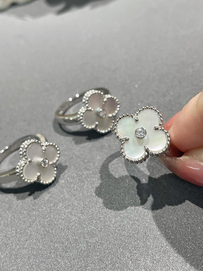 [Luxe Jewelry]CLOVER SILVER MOP DIAMOND RING