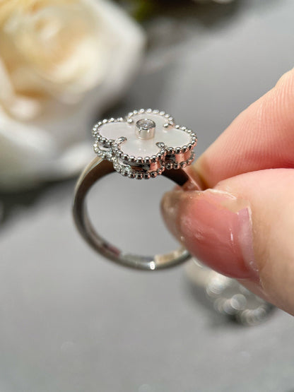 [Luxe Jewelry]CLOVER SILVER MOP DIAMOND RING
