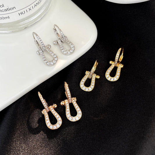 [Luxe Jewelry]FORCE 10 FULL DIAMOND DROP EARRINGS MEDIUM MODEL