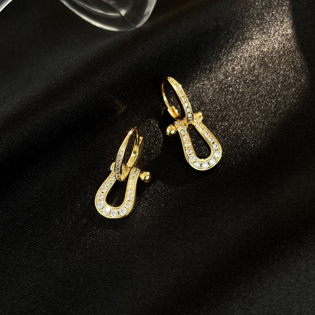 [Luxe Jewelry]FORCE 10 FULL DIAMOND DROP EARRINGS MEDIUM MODEL