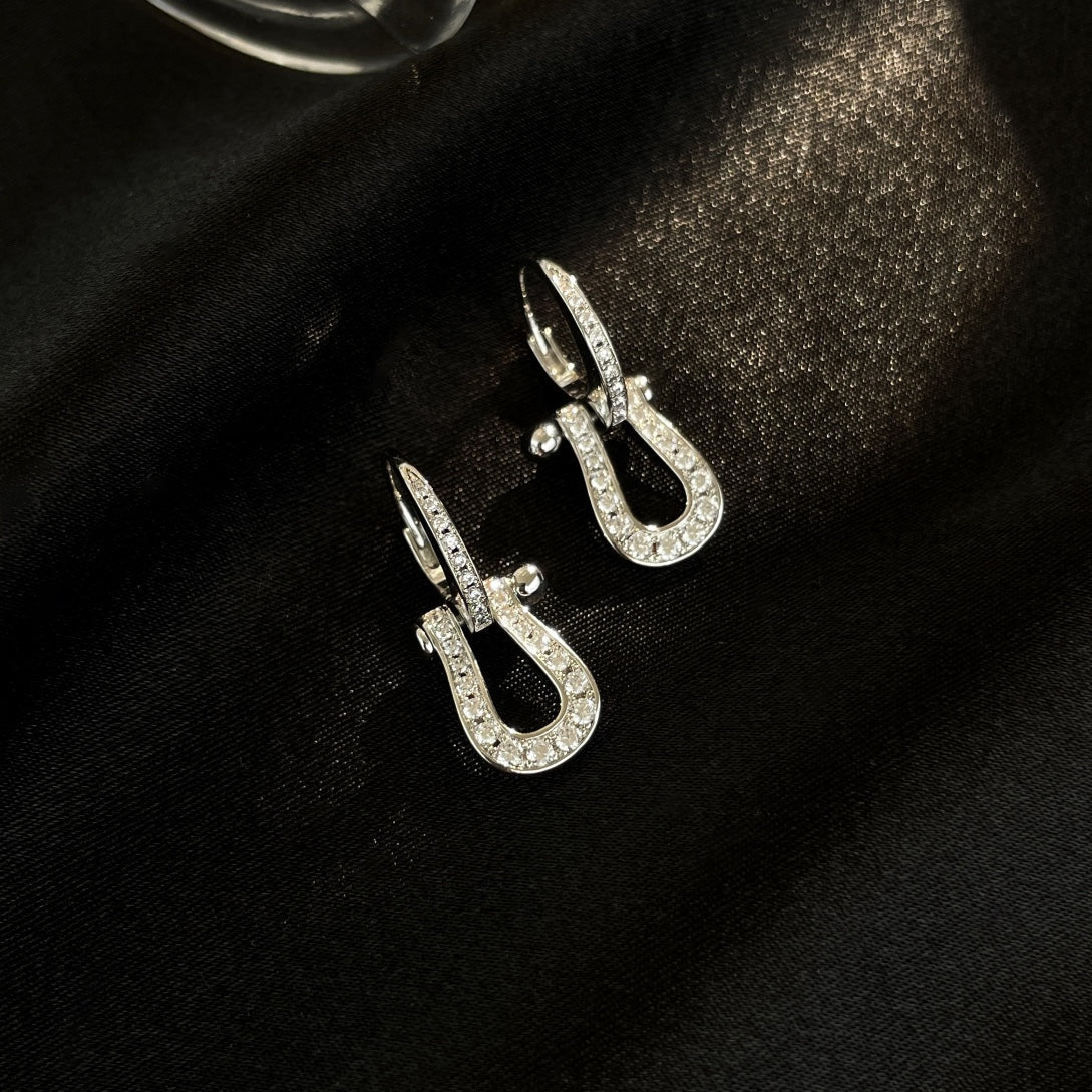 [Luxe Jewelry]FORCE 10 FULL DIAMOND DROP EARRINGS MEDIUM MODEL