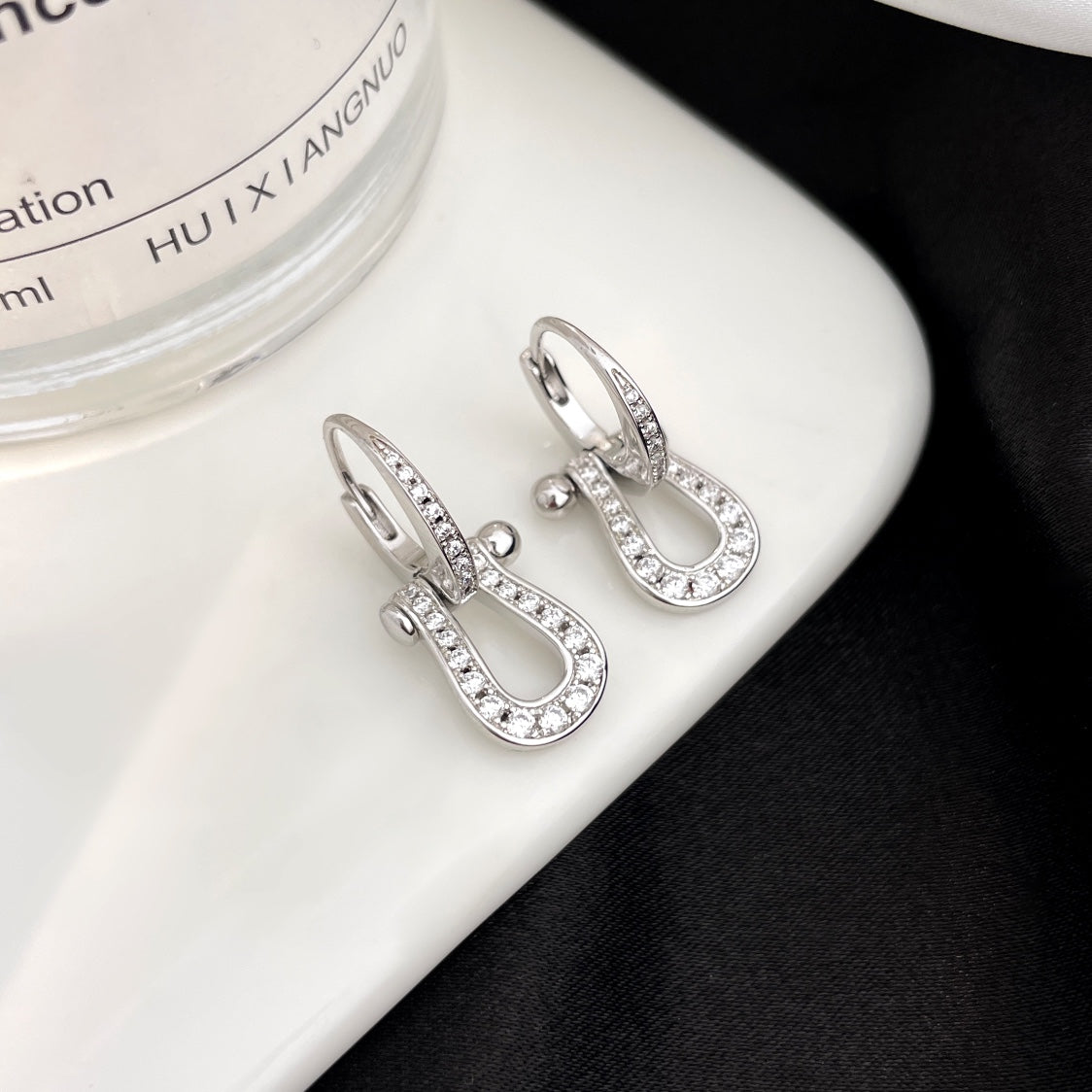 [Luxe Jewelry]FORCE 10 FULL DIAMOND DROP EARRINGS MEDIUM MODEL