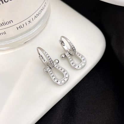 [Luxe Jewelry]FORCE 10 FULL DIAMOND DROP EARRINGS MEDIUM MODEL