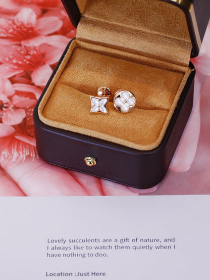 [Luxe Jewelry]STAR AND SUN PINK GOLD MOP STUD EARRINGS