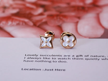 [Luxe Jewelry]STAR AND SUN PINK GOLD MOP STUD EARRINGS