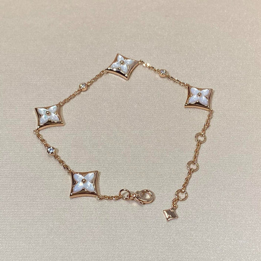 [Luxe Jewelry]STAR 4 MOTIF MOP DIAMOND PINK GOLD BRACELET