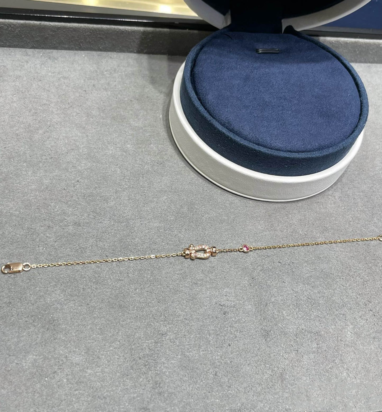 [Luxe Jewelry]FORCE 10 DIAMOND CHAIN LINK PINK GOLD BRACELET