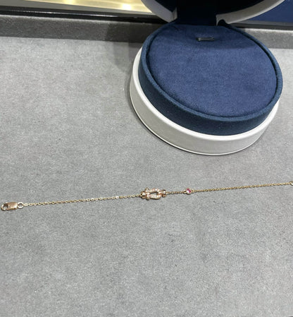 [Luxe Jewelry]FORCE 10 DIAMOND CHAIN LINK PINK GOLD BRACELET