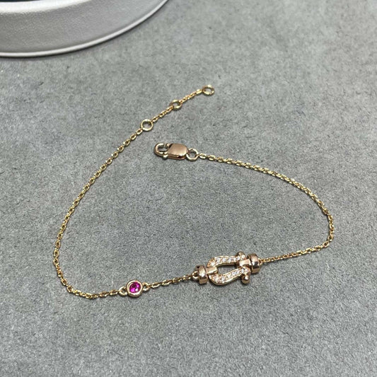 [Luxe Jewelry]FORCE 10 DIAMOND CHAIN LINK PINK GOLD BRACELET