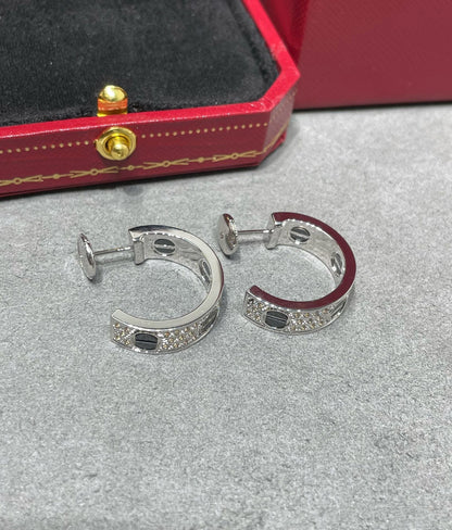 [Luxe Jewelry]LOVE CERAMIC DIAMOND PAVED SILVER EARRINGS