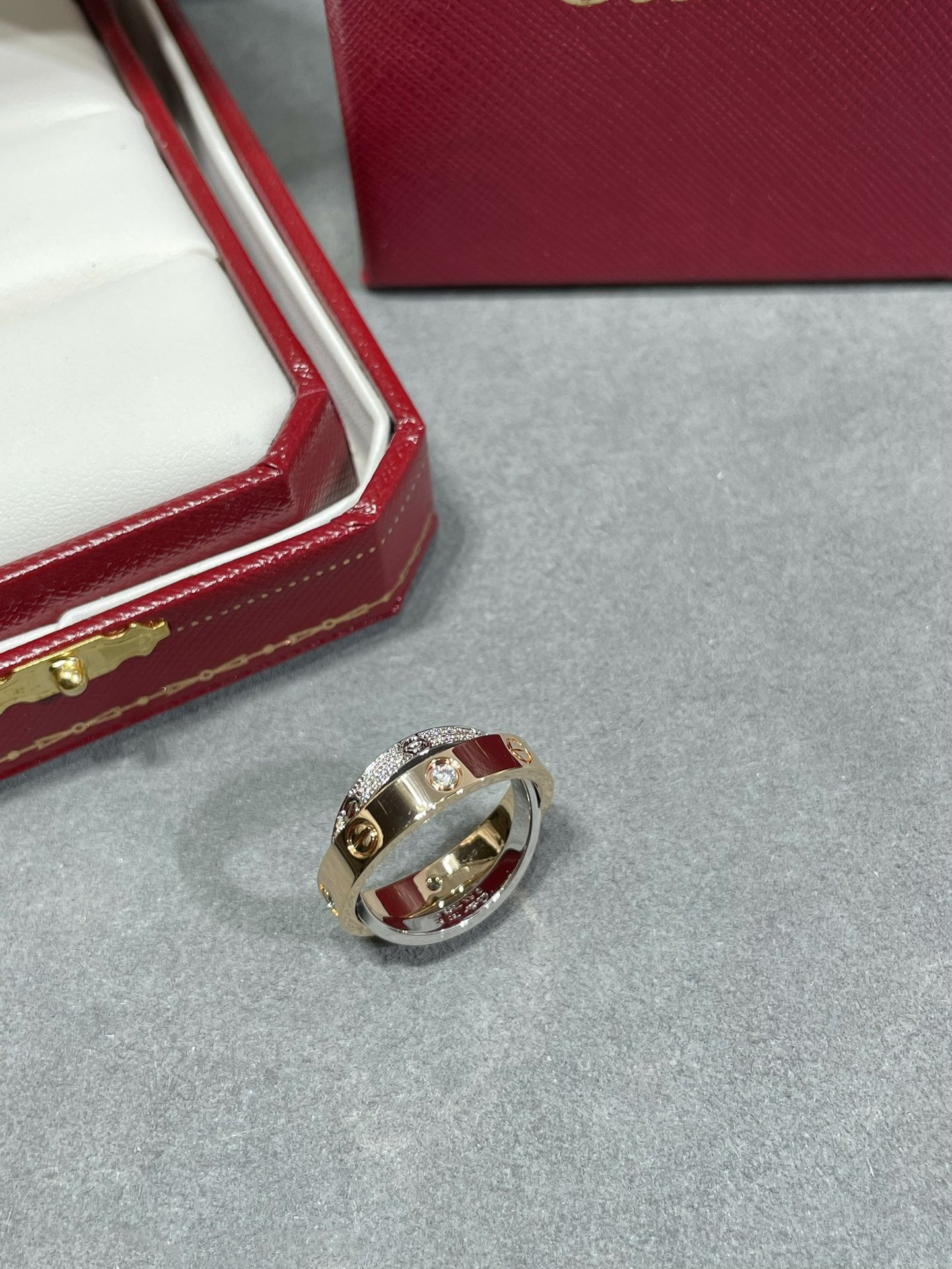 [Luxe Jewelry]LOVE PINK GOLD SILVER DIAMOND DOUBLE RING