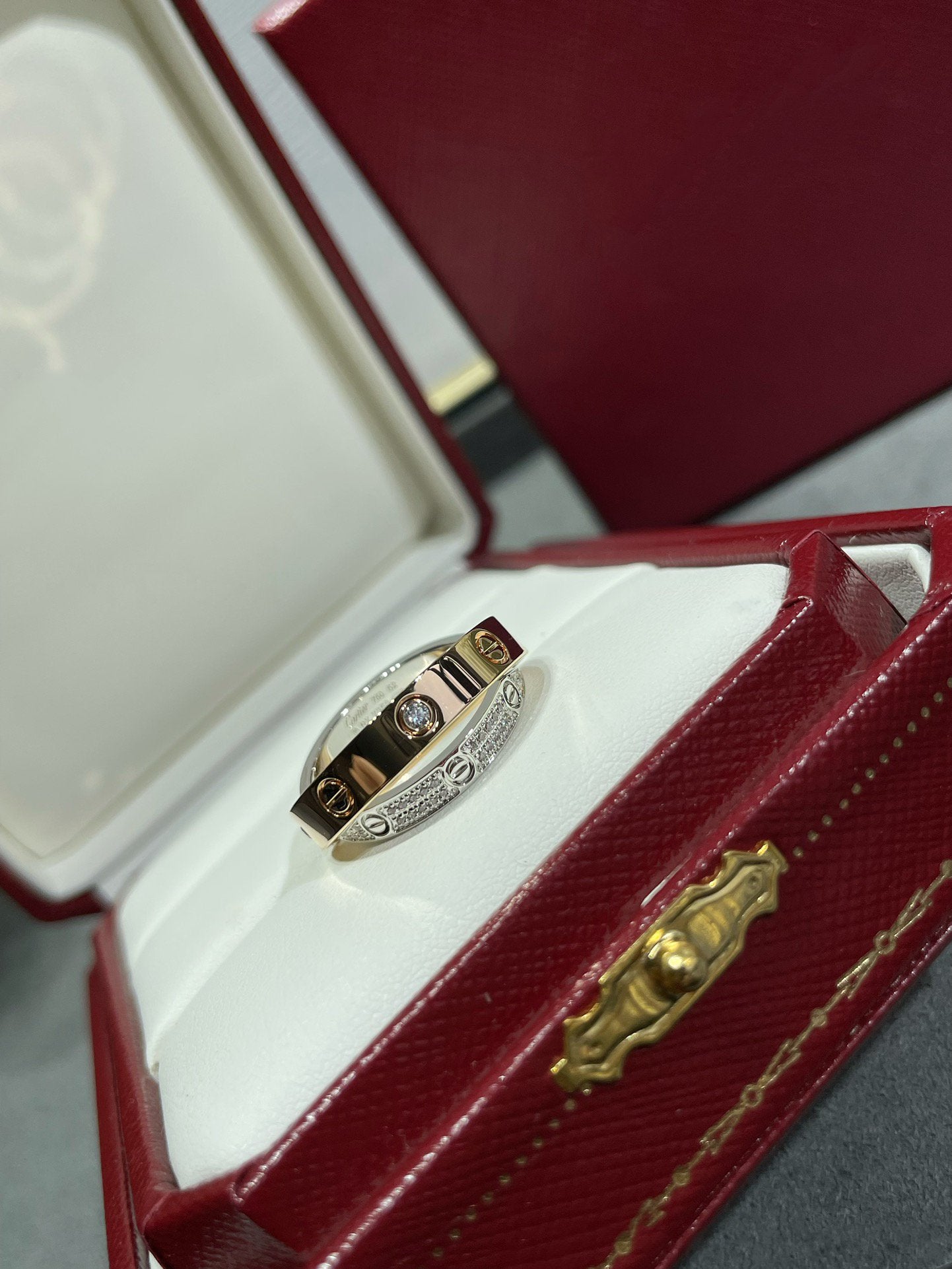 [Luxe Jewelry]LOVE PINK GOLD SILVER DIAMOND DOUBLE RING