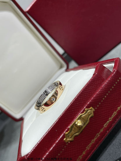 [Luxe Jewelry]LOVE PINK GOLD SILVER DIAMOND DOUBLE RING