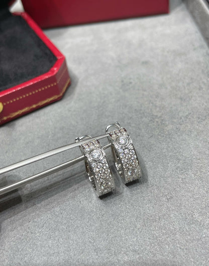 [Luxe Jewelry]LOVE 5.5MM DIAMOND PAVED EARRINGS