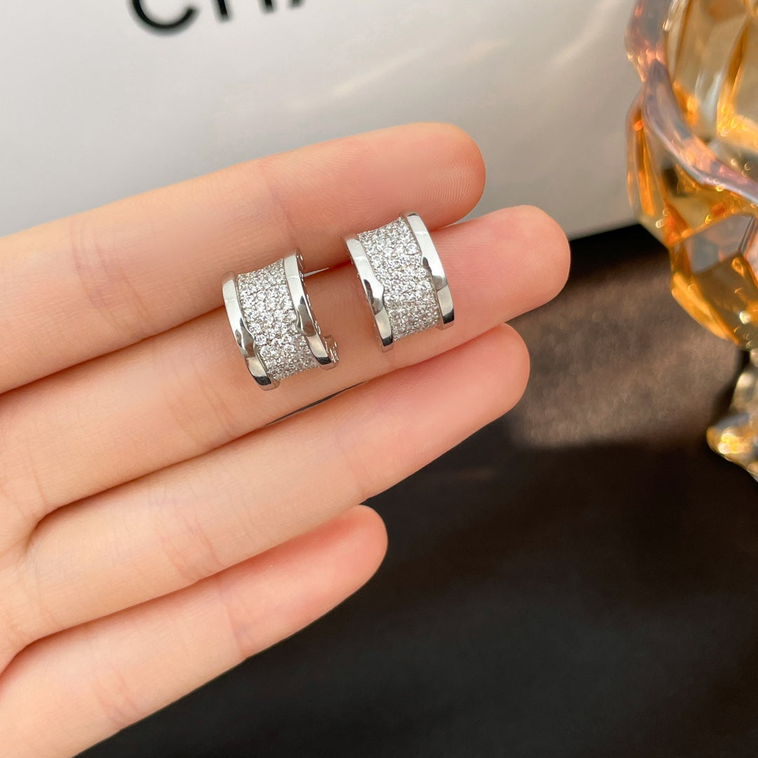 [Luxe Jewelry]ZERO 1 DIAMOND PAVED EARRINGS
