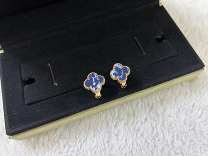 [Luxe Jewelry]CLOVER PIETERSITE MEDIUM STUD EARRINGS