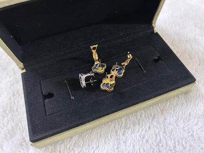 [Luxe Jewelry]CLOVER PIETERSITE MEDIUM STUD EARRINGS