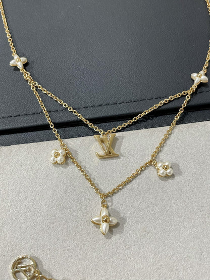 [Luxe Jewelry]FLOWERGRAM GOLD MOP DOUBLE ROW NECKLACE