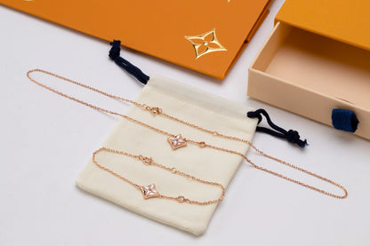 [Luxe Jewelry]STAR PINK MOP 1 DIAMOND PINK GOLD NECKLACE