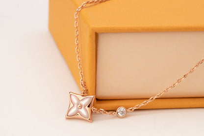 [Luxe Jewelry]STAR PINK MOP 1 DIAMOND PINK GOLD NECKLACE