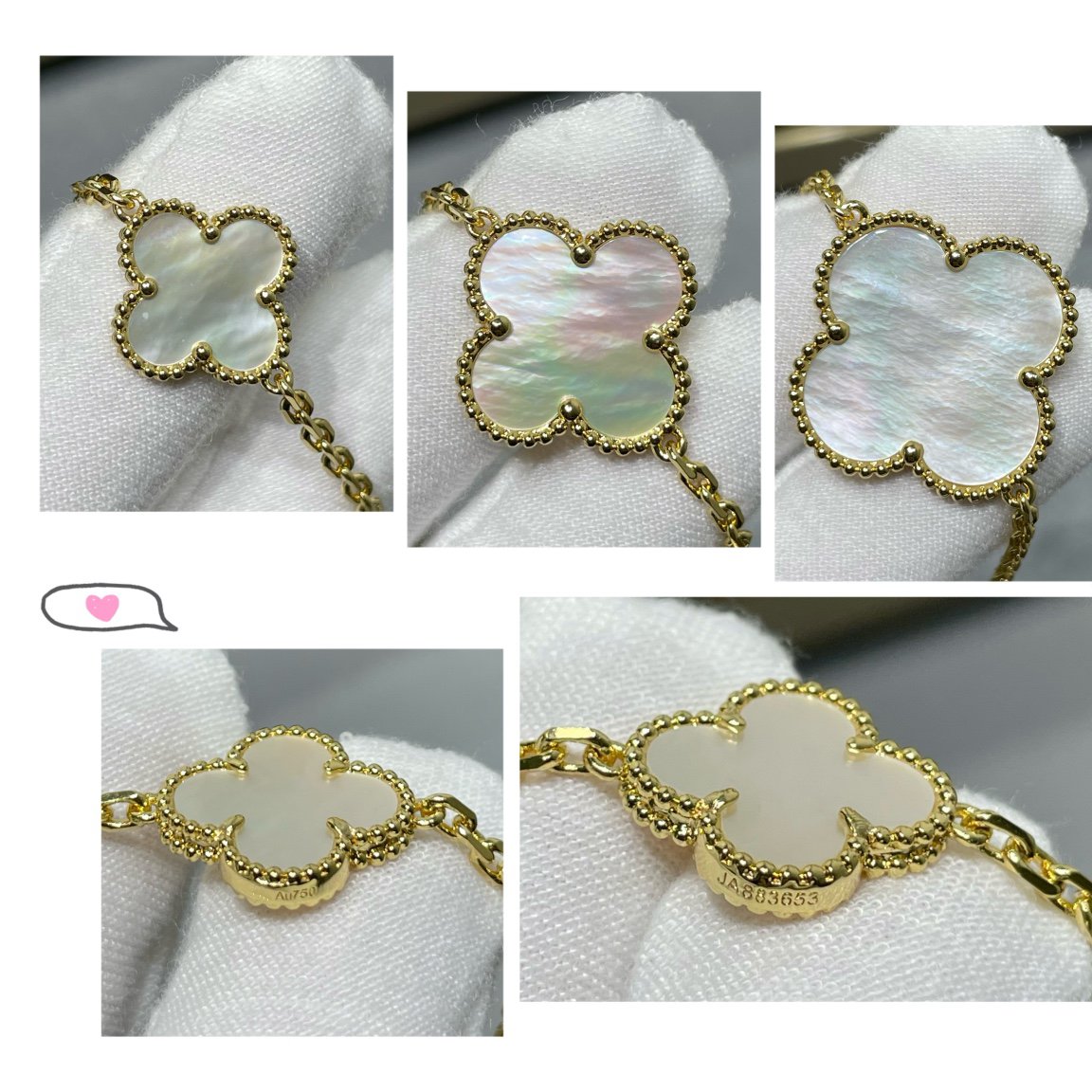 [Luxe Jewelry]CLOVER 16 MOTIF WHITE MOP GOLD NECKLACE