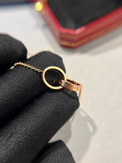 [Luxe Jewelry]LOVE NECKLACE DOUBLE RING PINK GOLD