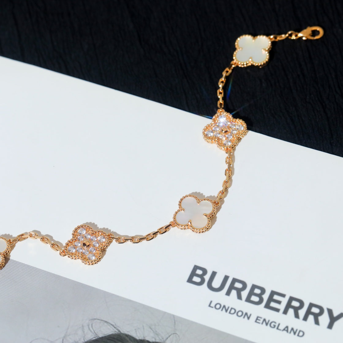 [Luxe Jewelry]CLOVER BRACELET 5 MOTIF WHITE MOP DIAMOND