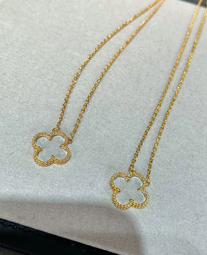 [Luxe Jewelry]CLOVER ROCK CRYSTAL ROSE GOLD NECKLACE