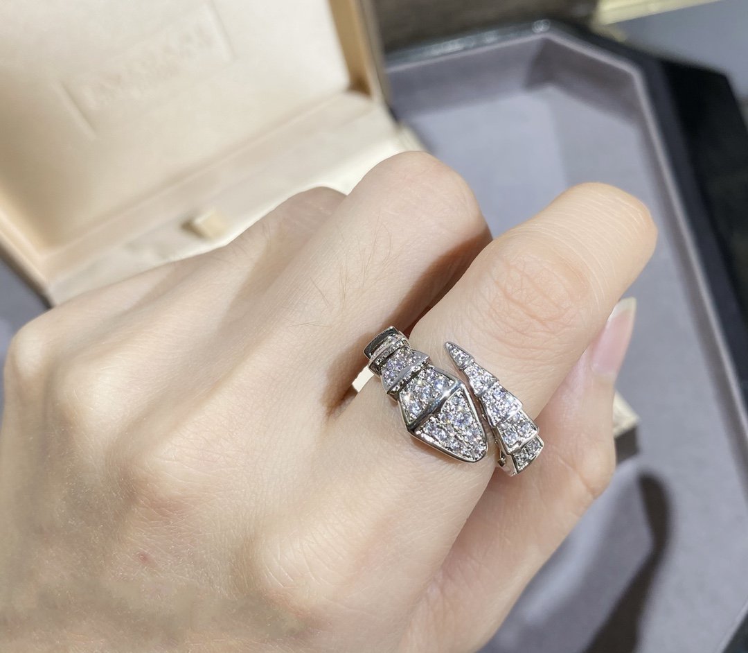 [Luxe Jewelry]SERPENTI LARGE RING SILVER DIAMOND PAVED