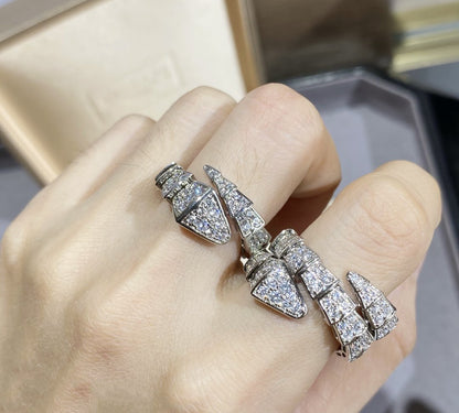 [Luxe Jewelry]SERPENTI LARGE RING SILVER DIAMOND PAVED