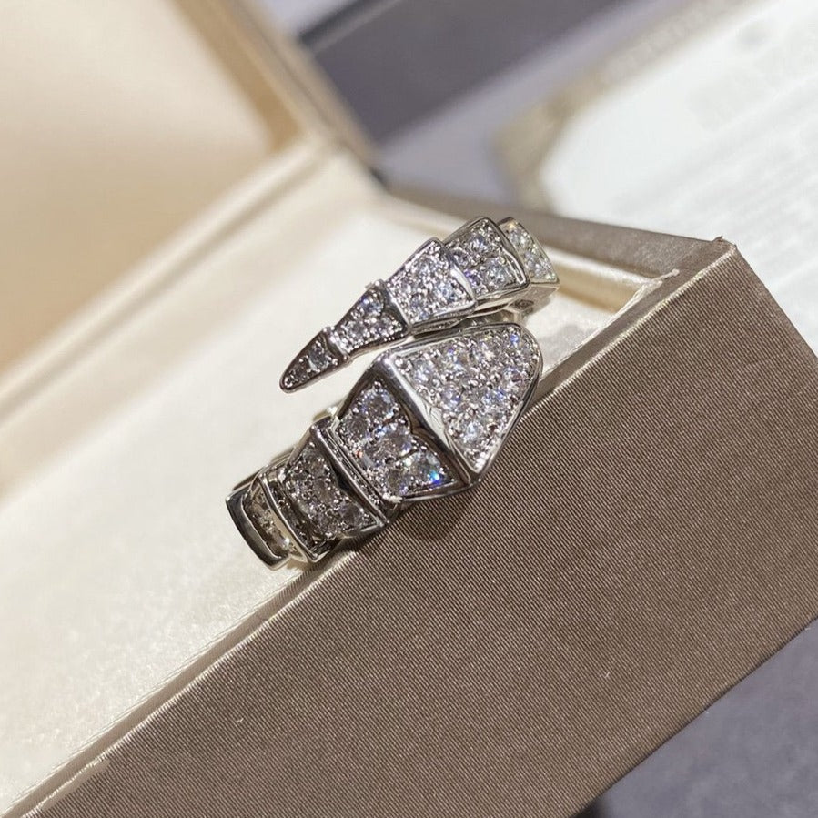 [Luxe Jewelry]SERPENTI LARGE RING SILVER DIAMOND PAVED