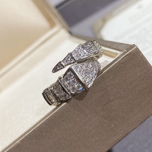 [Luxe Jewelry]SERPENTI LARGE RING SILVER DIAMOND PAVED