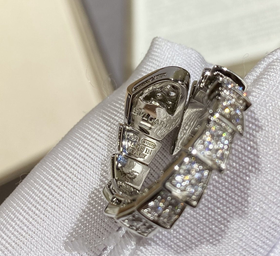 [Luxe Jewelry]SERPENTI LARGE RING SILVER DIAMOND PAVED