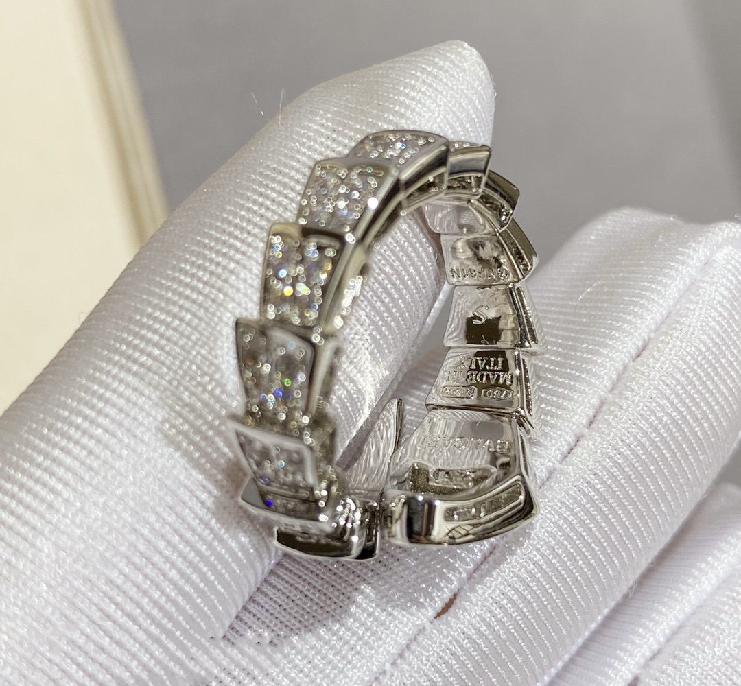[Luxe Jewelry]SERPENTI LARGE RING SILVER DIAMOND PAVED