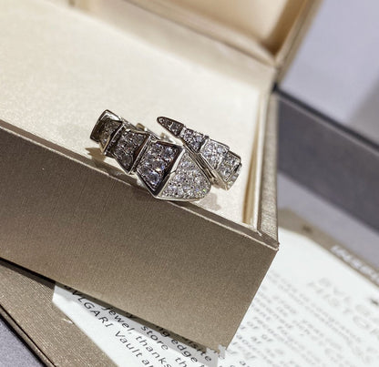 [Luxe Jewelry]SERPENTI LARGE RING SILVER DIAMOND PAVED