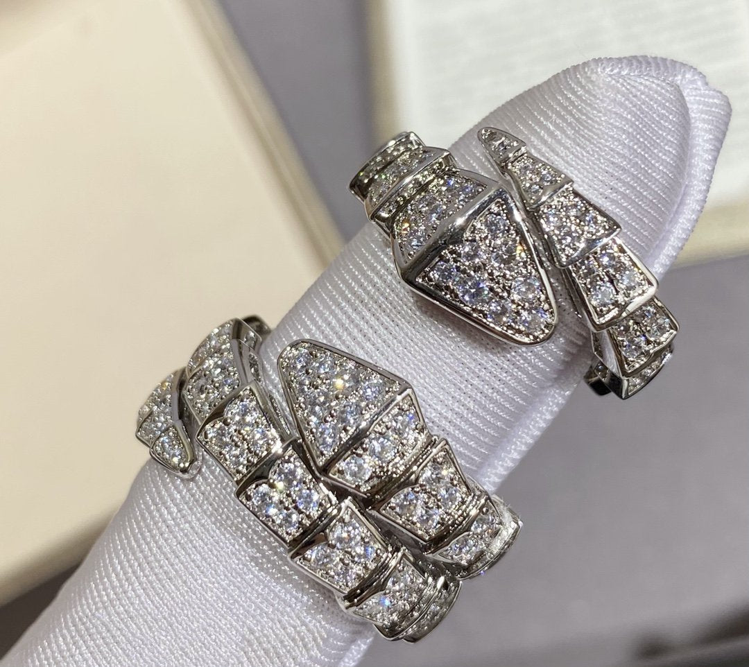 [Luxe Jewelry]SERPENTI LARGE RING SILVER DIAMOND PAVED