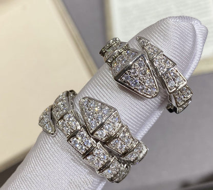 [Luxe Jewelry]SERPENTI LARGE RING SILVER DIAMOND PAVED