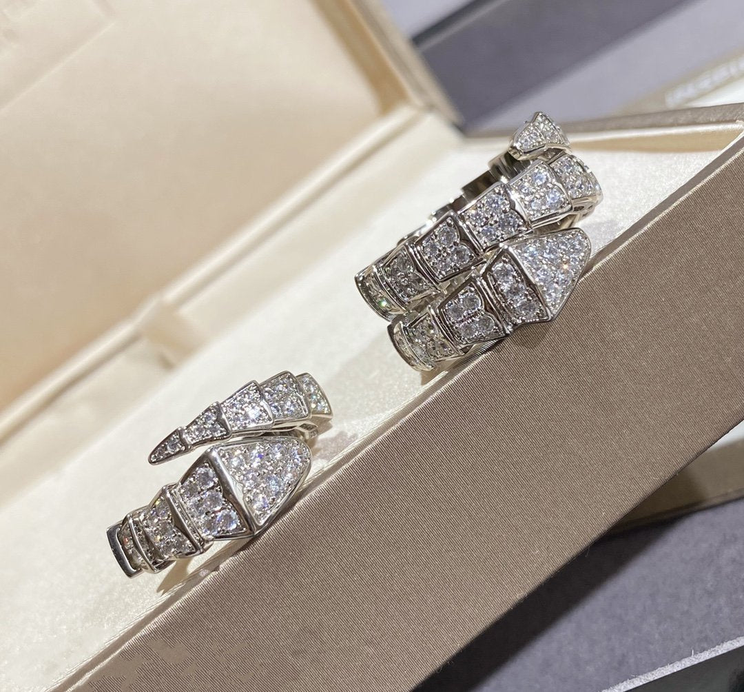 [Luxe Jewelry]SERPENTI LARGE RING SILVER DIAMOND PAVED
