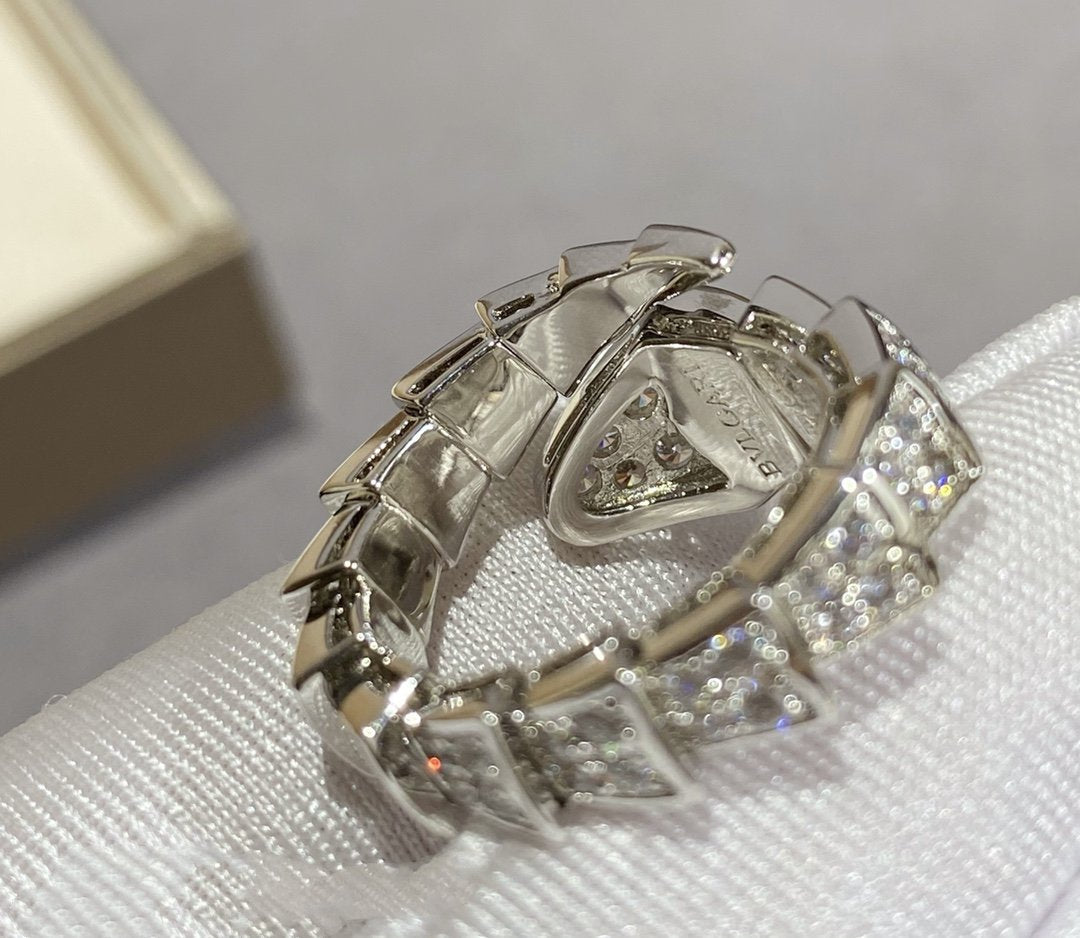 [Luxe Jewelry]SERPENTI LARGE RING SILVER DIAMOND PAVED
