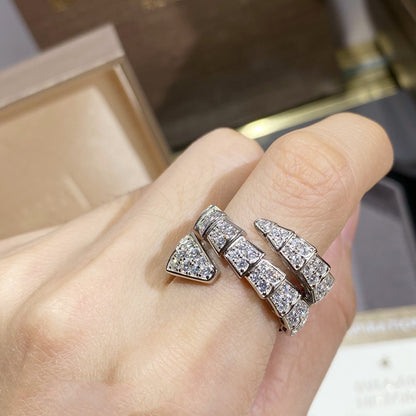 [Luxe Jewelry]SERPENTI DOUBLE RING SILVER DIAMOND PAVED