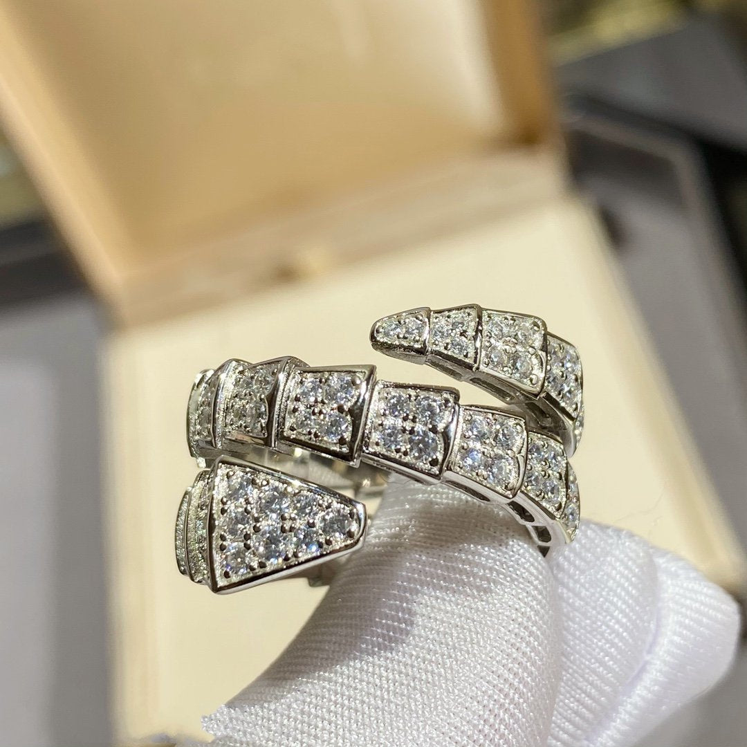 [Luxe Jewelry]SERPENTI DOUBLE RING SILVER DIAMOND PAVED