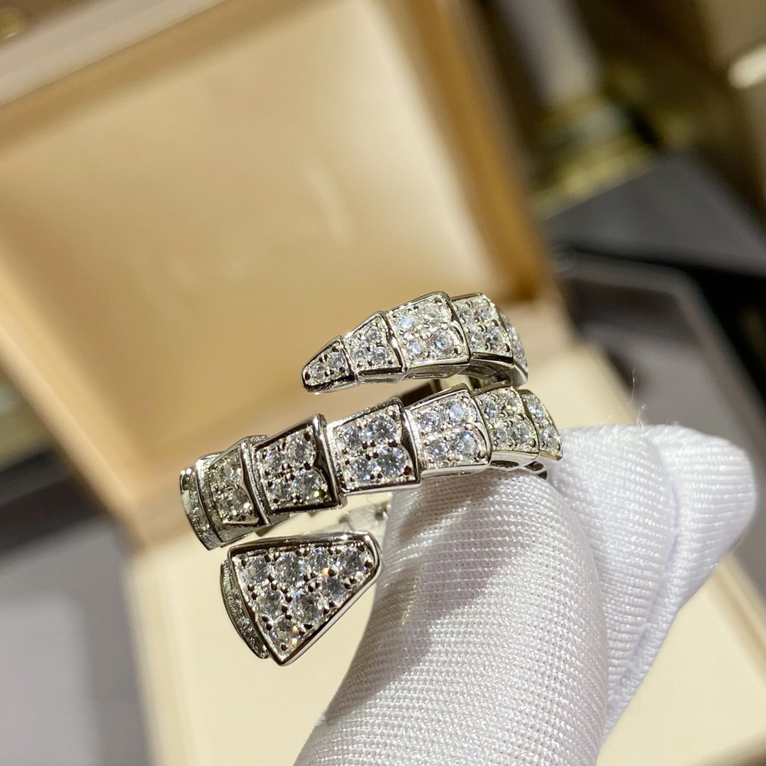 [Luxe Jewelry]SERPENTI DOUBLE RING SILVER DIAMOND PAVED