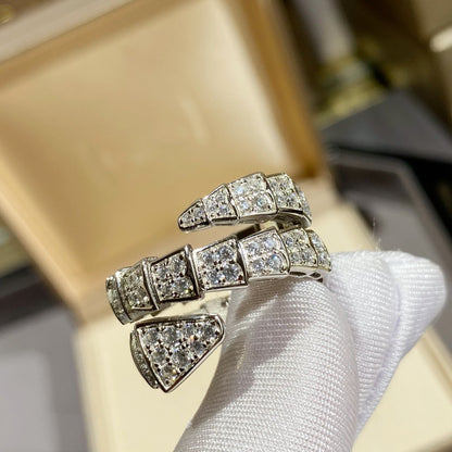 [Luxe Jewelry]SERPENTI DOUBLE RING SILVER DIAMOND PAVED