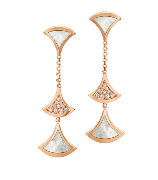 [Luxe Jewelry]DREAM EARRINGS 3 MOTIFS DIAMOND MOP PINK GOLD