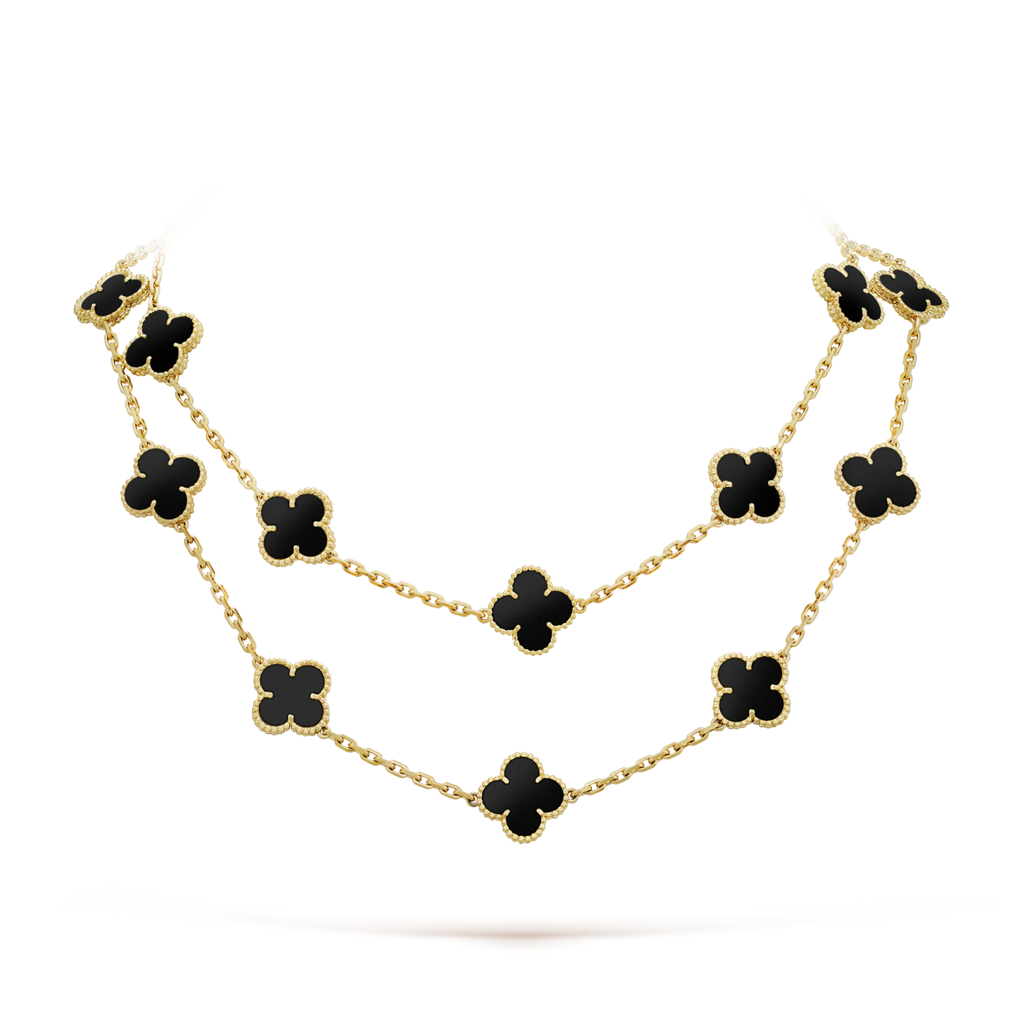 [Luxe Jewelry]CLOVER 20 MOTIFS ONYX NECKLACE